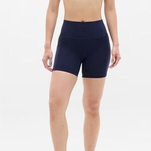 Athleta Navy Salutation Stash High Rise 5" Short